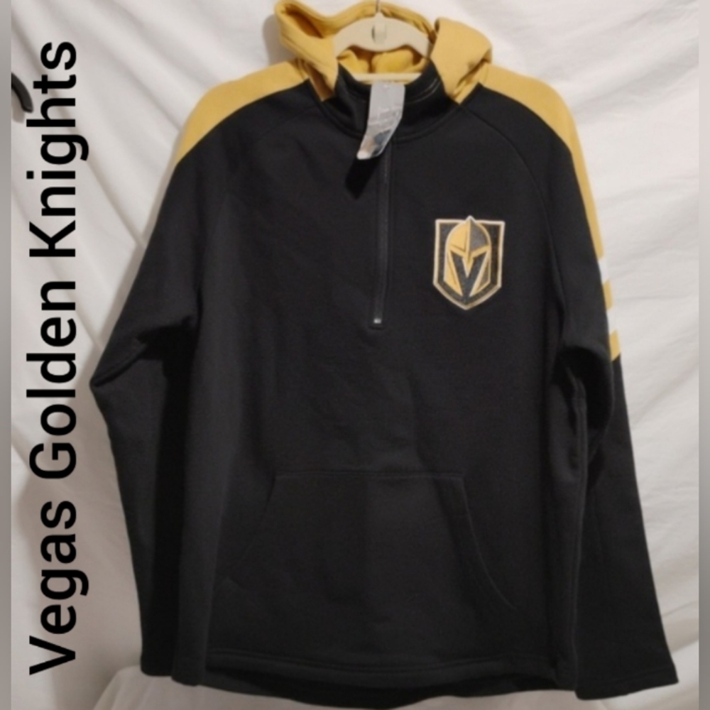 (BX85) SALE! NWT NHL Vegas Golden Knights Half Zip Pullover Hoodie Sz.L